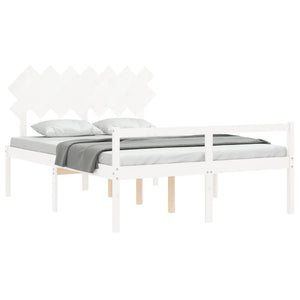 vidaXL Senior Bed with Headboard 140x200 cm White Solid Wood