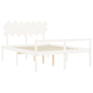 vidaXL Senior Bed with Headboard 140x200 cm White Solid Wood