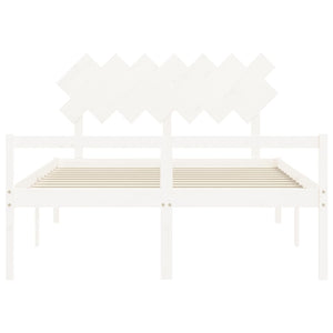 vidaXL Senior Bed with Headboard 140x200 cm White Solid Wood