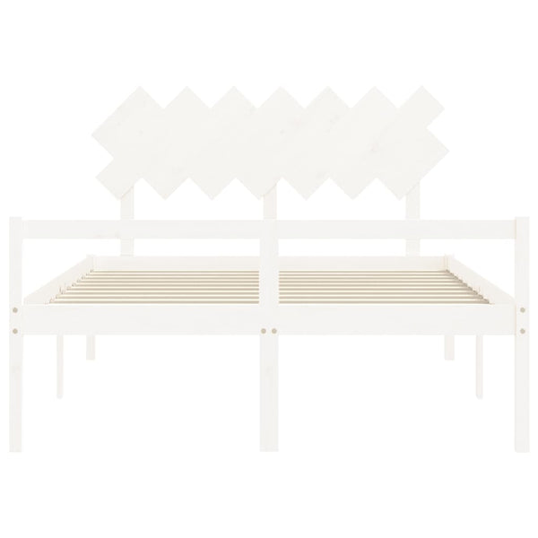 vidaXL Senior Bed with Headboard 140x200 cm White Solid Wood