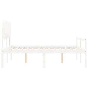 vidaXL Senior Bed with Headboard 140x200 cm White Solid Wood
