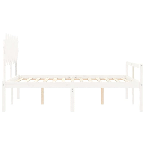 vidaXL Senior Bed with Headboard 140x200 cm White Solid Wood