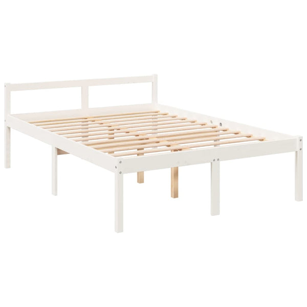 vidaXL Senior Bed with Headboard 140x200 cm White Solid Wood