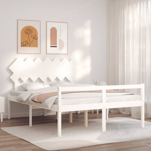 vidaXL Senior Bed with Headboard 140x200 cm White Solid Wood