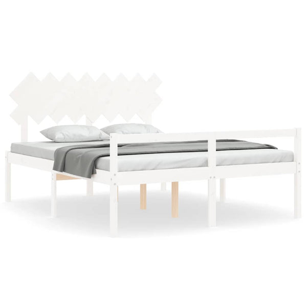 vidaXL Senior Bed with Headboard 160x200 cm White Solid Wood