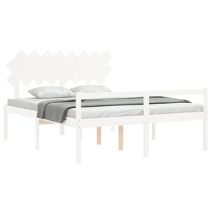 vidaXL Senior Bed with Headboard 160x200 cm White Solid Wood