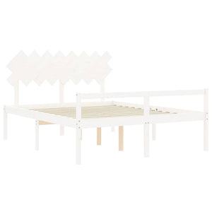 vidaXL Senior Bed with Headboard 160x200 cm White Solid Wood