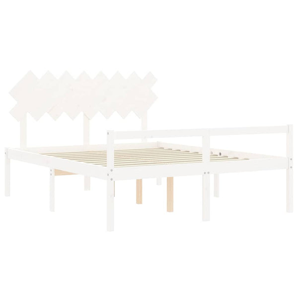 vidaXL Senior Bed with Headboard 160x200 cm White Solid Wood