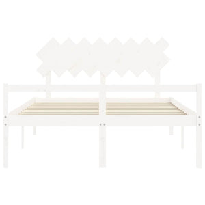 vidaXL Senior Bed with Headboard 160x200 cm White Solid Wood