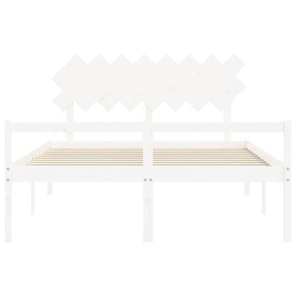 vidaXL Senior Bed with Headboard 160x200 cm White Solid Wood