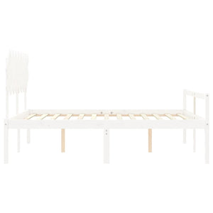vidaXL Senior Bed with Headboard 160x200 cm White Solid Wood