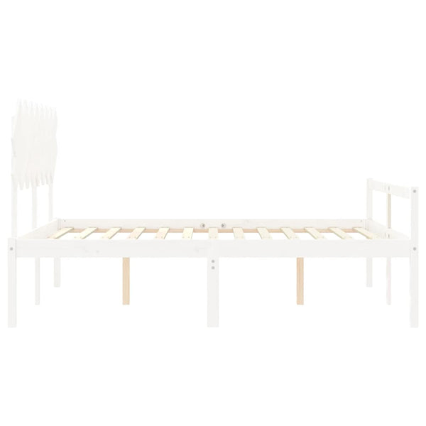 vidaXL Senior Bed with Headboard 160x200 cm White Solid Wood