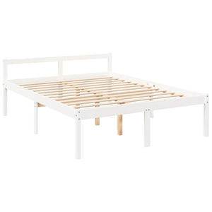 vidaXL Senior Bed with Headboard 160x200 cm White Solid Wood