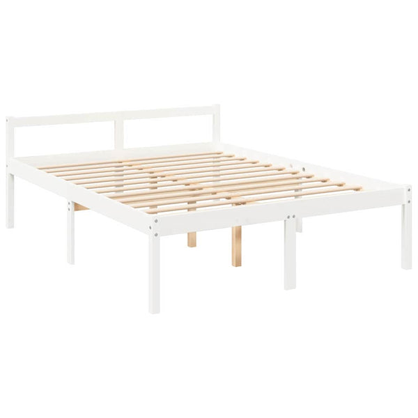 vidaXL Senior Bed with Headboard 160x200 cm White Solid Wood