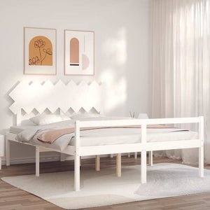 vidaXL Senior Bed with Headboard 160x200 cm White Solid Wood