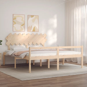 vidaXL Super King Size Senior Bed with Headboard Solid Wood