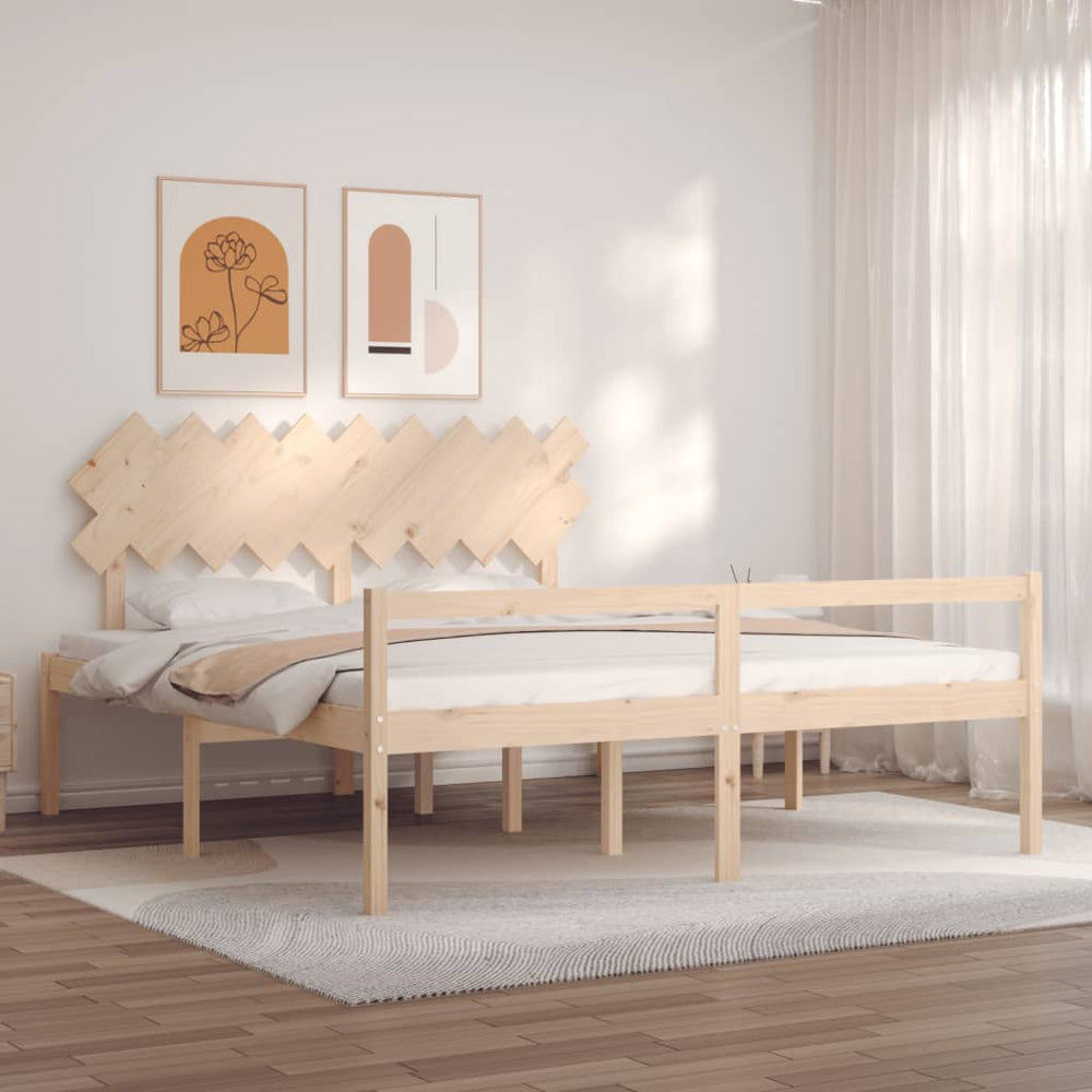 vidaXL Super King Size Senior Bed with Headboard Solid Wood