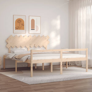 vidaXL Super King Size Senior Bed with Headboard Solid Wood