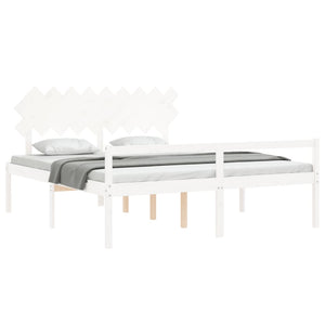 vidaXL Super King Size Senior Bed with Headboard White Solid Wood