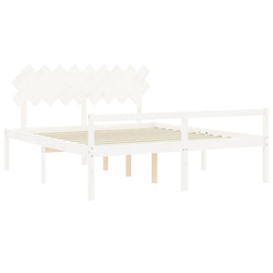 vidaXL Super King Size Senior Bed with Headboard White Solid Wood