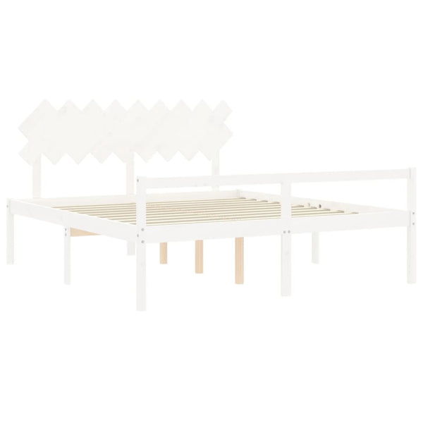 vidaXL Super King Size Senior Bed with Headboard White Solid Wood
