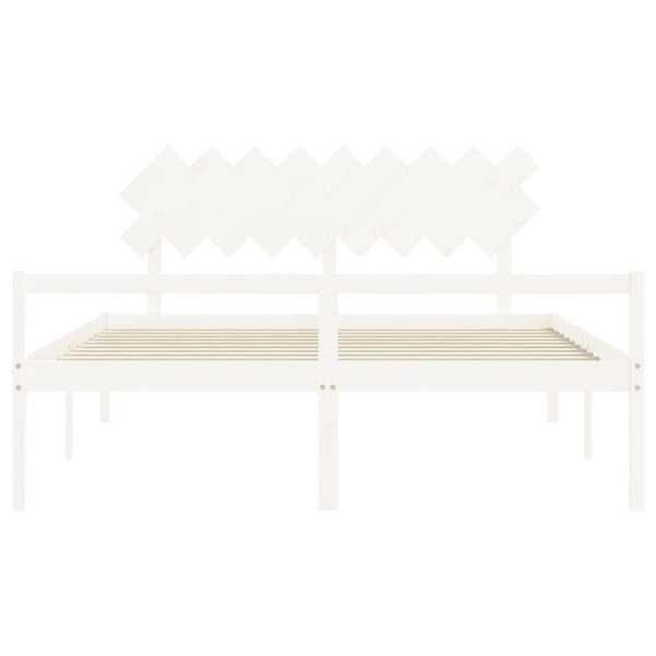 vidaXL Super King Size Senior Bed with Headboard White Solid Wood