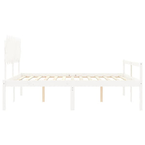 vidaXL Super King Size Senior Bed with Headboard White Solid Wood