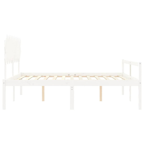 vidaXL Super King Size Senior Bed with Headboard White Solid Wood