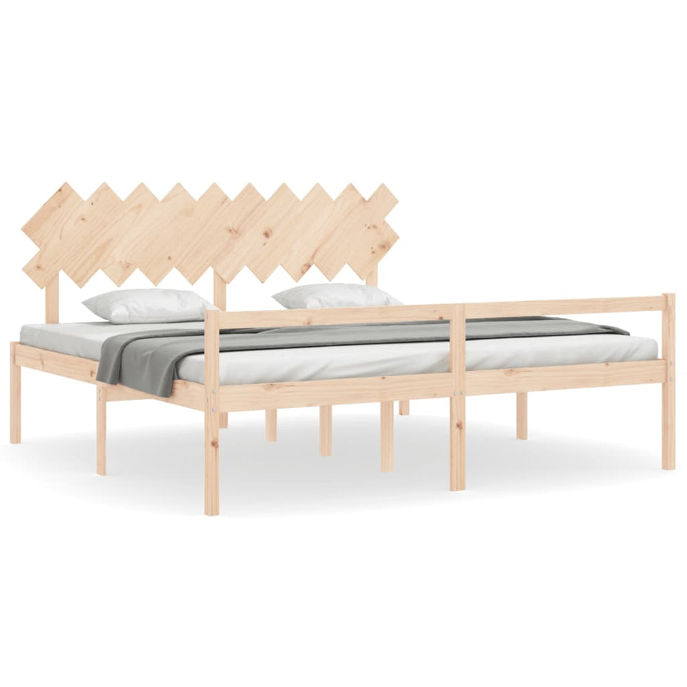 vidaXL Senior Bed with Headboard 200x200 cm Solid Wood