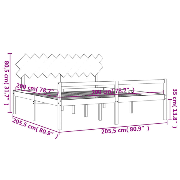 vidaXL Senior Bed with Headboard 200x200 cm Solid Wood