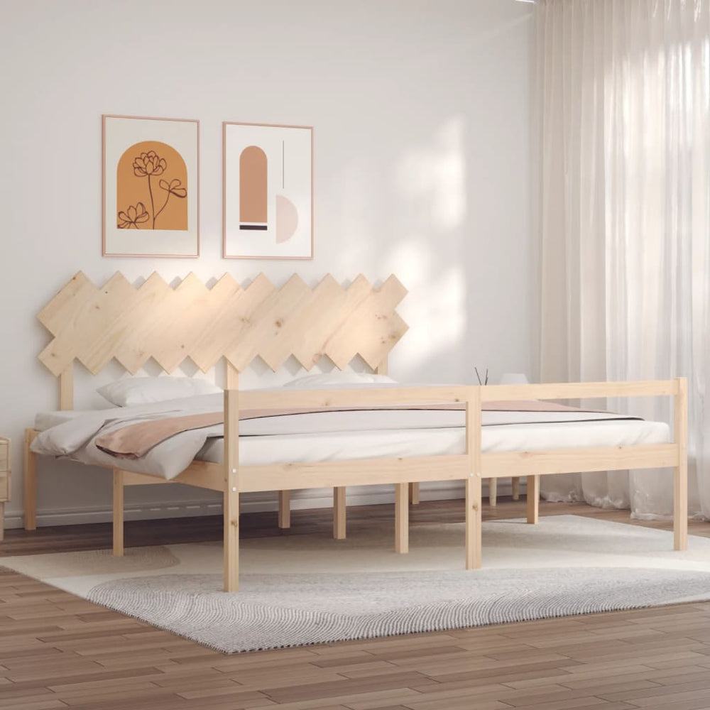 vidaXL Senior Bed with Headboard 200x200 cm Solid Wood