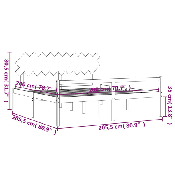 vidaXL Senior Bed with Headboard 200x200 cm White Solid Wood