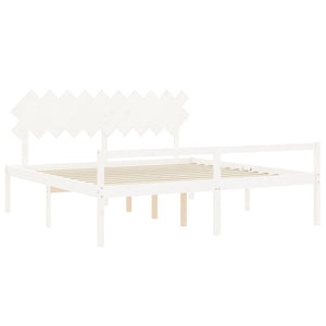 vidaXL Senior Bed with Headboard 200x200 cm White Solid Wood