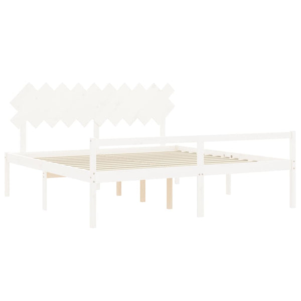 vidaXL Senior Bed with Headboard 200x200 cm White Solid Wood