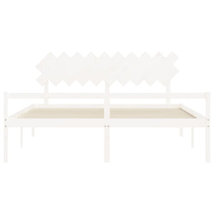 vidaXL Senior Bed with Headboard 200x200 cm White Solid Wood