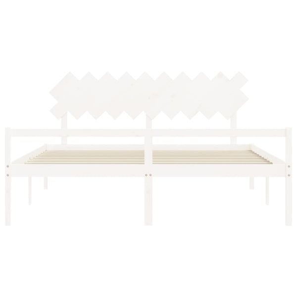 vidaXL Senior Bed with Headboard 200x200 cm White Solid Wood