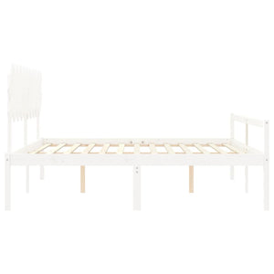 vidaXL Senior Bed with Headboard 200x200 cm White Solid Wood