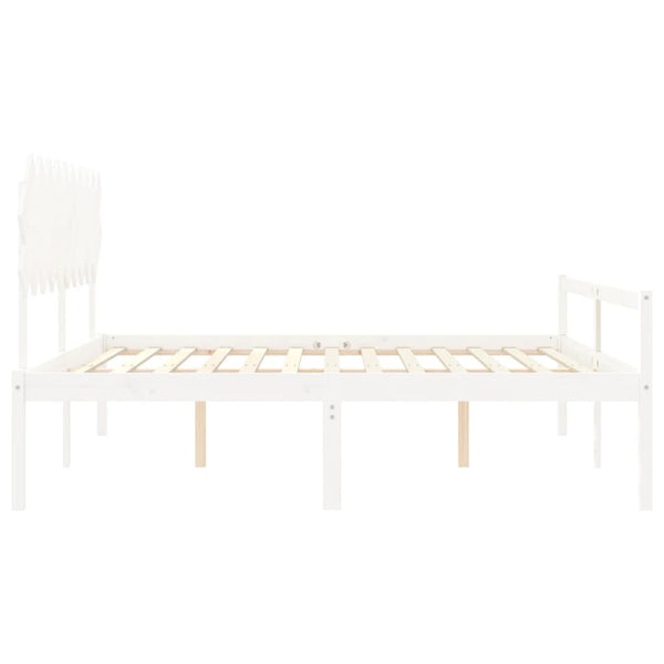 vidaXL Senior Bed with Headboard 200x200 cm White Solid Wood