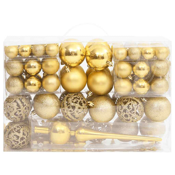 vidaXL 111-piece Christmas Bauble Set Gold Polystyrene
