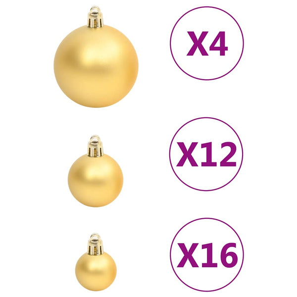 vidaXL 111-piece Christmas Bauble Set Gold Polystyrene