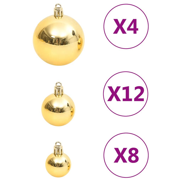 vidaXL 111-piece Christmas Bauble Set Gold Polystyrene