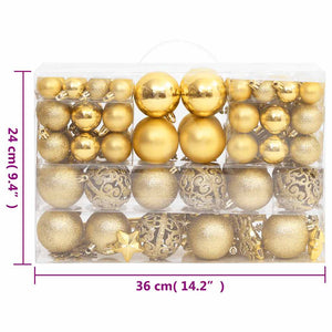 vidaXL 111-piece Christmas Bauble Set Gold Polystyrene