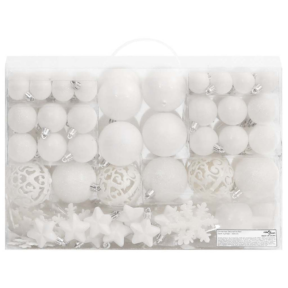 vidaXL 111-piece Christmas Ball Set White Polystyrene