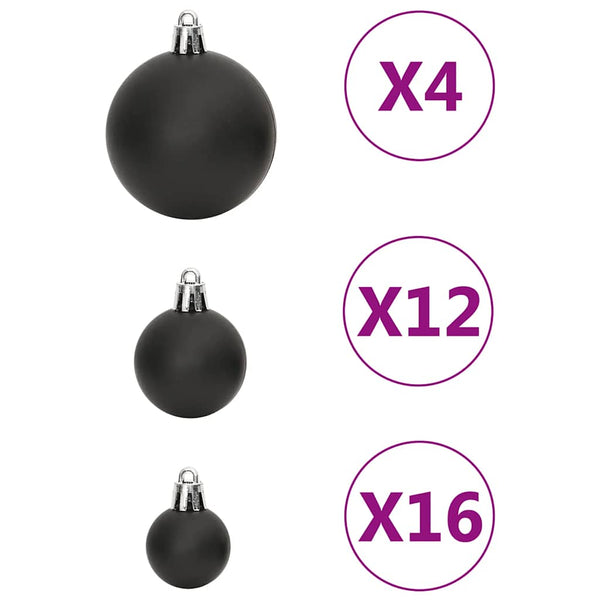 vidaXL 111-piece Christmas Ball Set Black Polystyrene