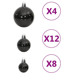 vidaXL 111-piece Christmas Ball Set Black Polystyrene