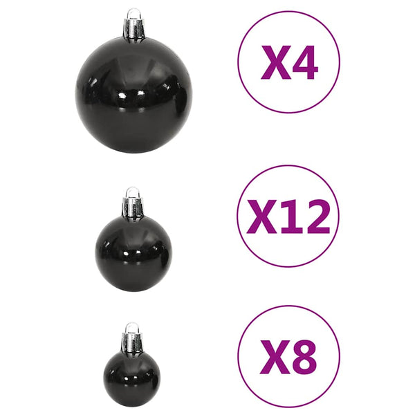 vidaXL 111-piece Christmas Ball Set Black Polystyrene