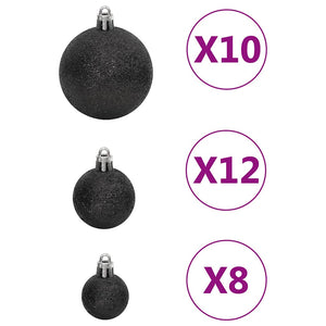 vidaXL 111-piece Christmas Ball Set Black Polystyrene