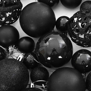vidaXL 111-piece Christmas Ball Set Black Polystyrene