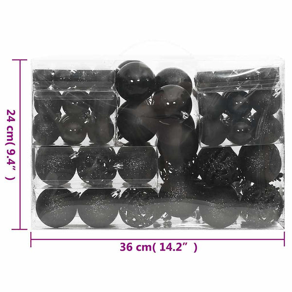 vidaXL 111-piece Christmas Ball Set Black Polystyrene