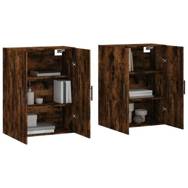 vidaXL Wall Cabinets 2 pcs Smoked Oak 69.5x34x90 cm